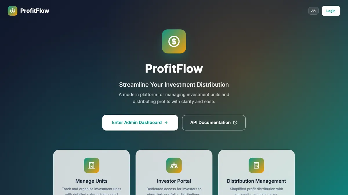 ProfitFlow landing page